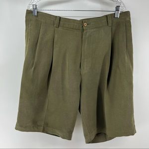 TOMMY BAHAMA Men’s Olive 100% Silk “Relax” Vacation Shorts Size 36